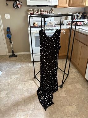 Black Polka Dot Sleeveless Maxi Dress